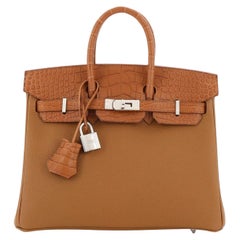 HERMES NEW Birkin 30 Touch Cognac Leather Crocodile Exotic Palladium Tote  Bag at 1stDibs