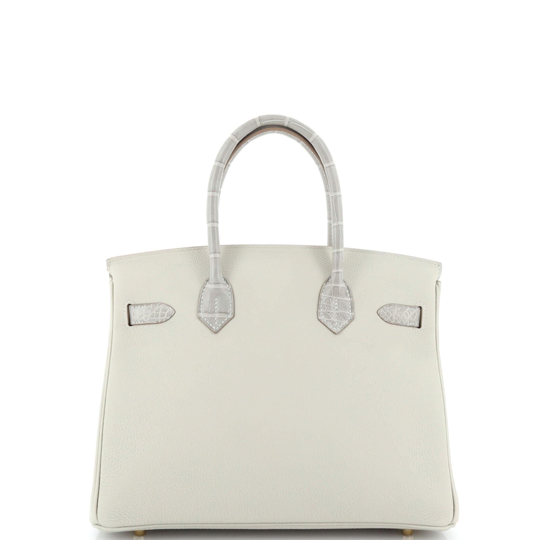 Women's Hermes Touch Birkin Bag Grey Togo with Matte Alligator with Gold Hardware 30