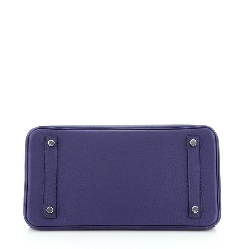 Purple Hermes Touch Birkin Handbag Bleu Encre Togo with Shiny Niloticus Crocodile