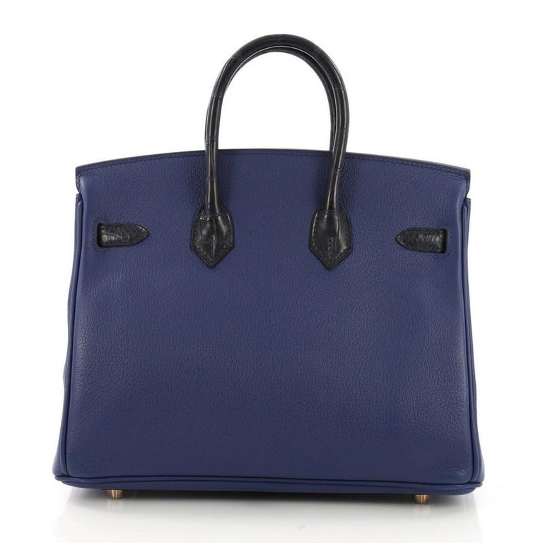 Hermes Touch Birkin Handbag Blue Novillo with Blue Matte Alligator at ...