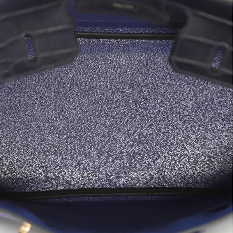 Women's or Men's Hermes Touch Birkin Handbag Blue Novillo with Blue Matte Alligator