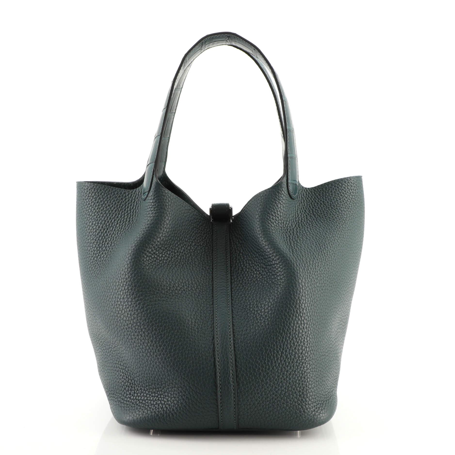 Hermes Touch Picotin Lock Bag Clemence with Matte Alligator MM In Good Condition In NY, NY