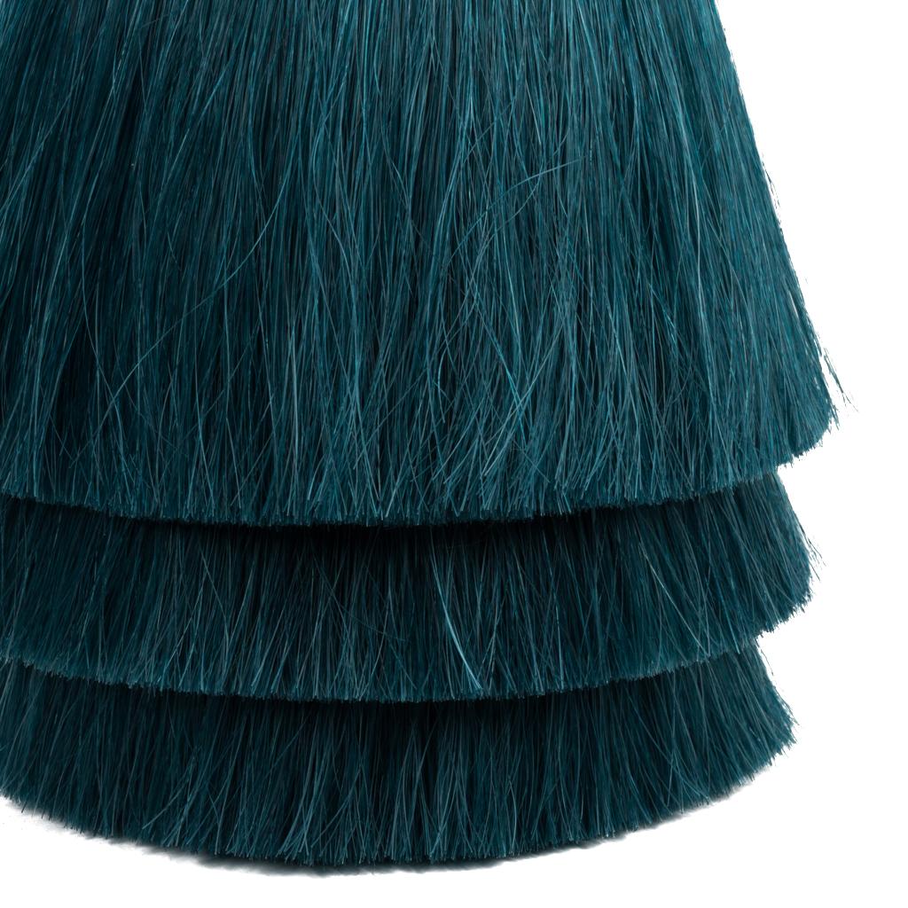 Guaranteed authentic unique Hermes Toupet tiered fringed horse hair mini bucket bag.
Edged in black evercalf leather.
Charming whimsy executed with all the style and elegance from Hermes, she moves easily form day to evening. 
Comes with sleeper,