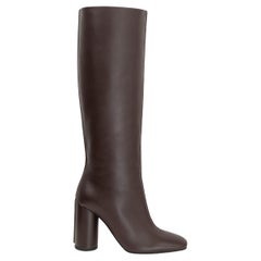 HERMES Tourbe brown leather DRESSAGE Knee High Boots Shoes 38