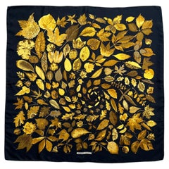 Hermès 'Tourbillons' Autumn Leaves Print Silk Carré Scarf