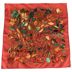 Vintage HERMES Tourbillons Brick Silk Pocket Square