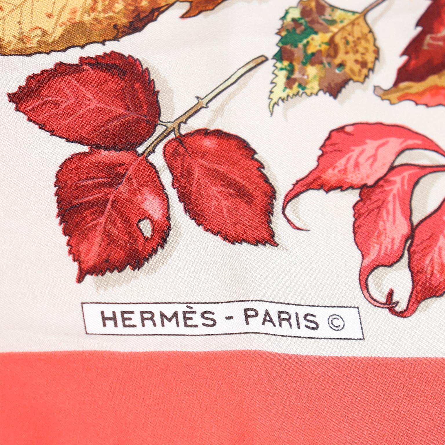 Hermes Tourbillons Swirling Leaves Silk Scarf Designed by Christiane Vauzelles  6