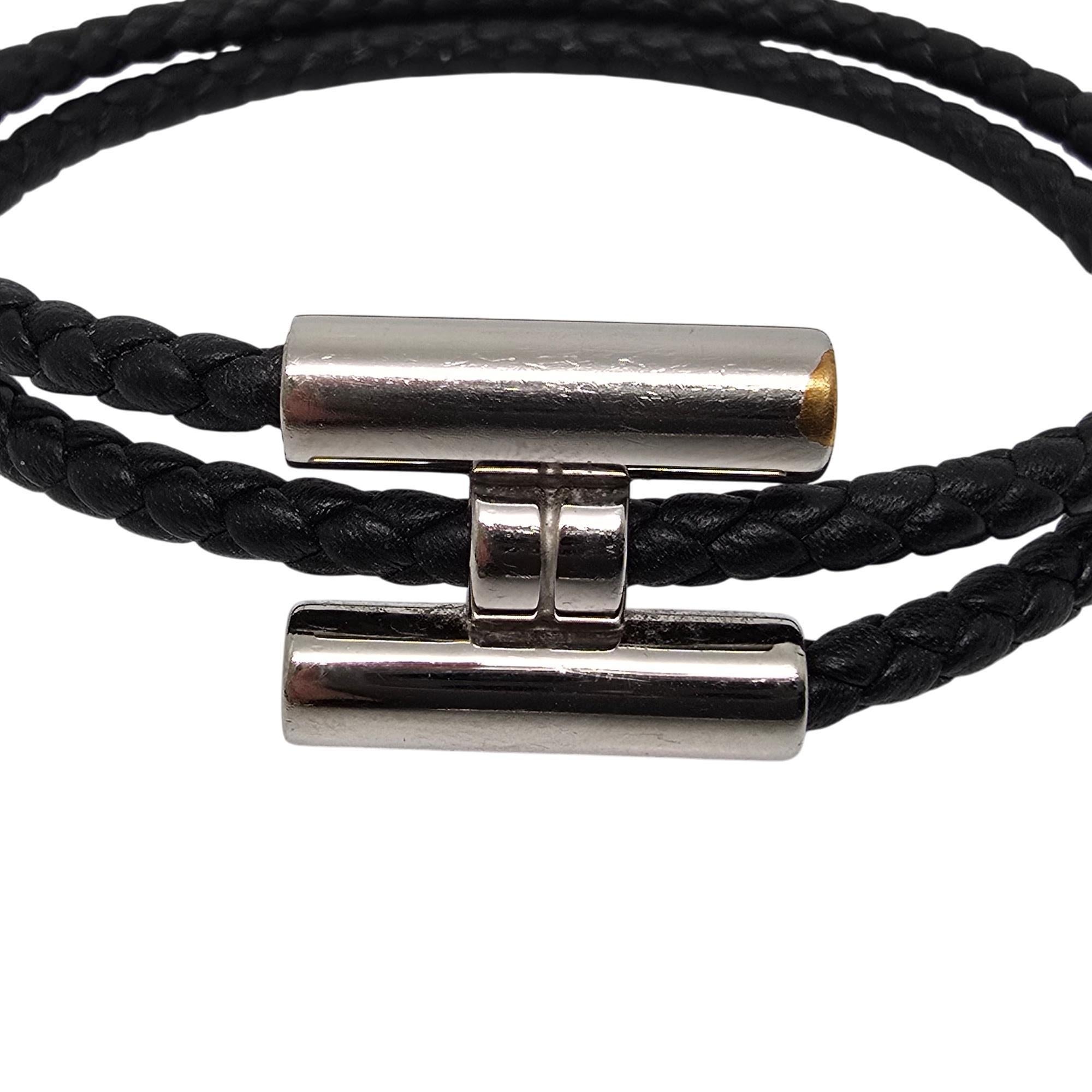 Hermes Tournis Tresse Black Noir Calfskin Bracelet w/Pouch and Box #19610 3