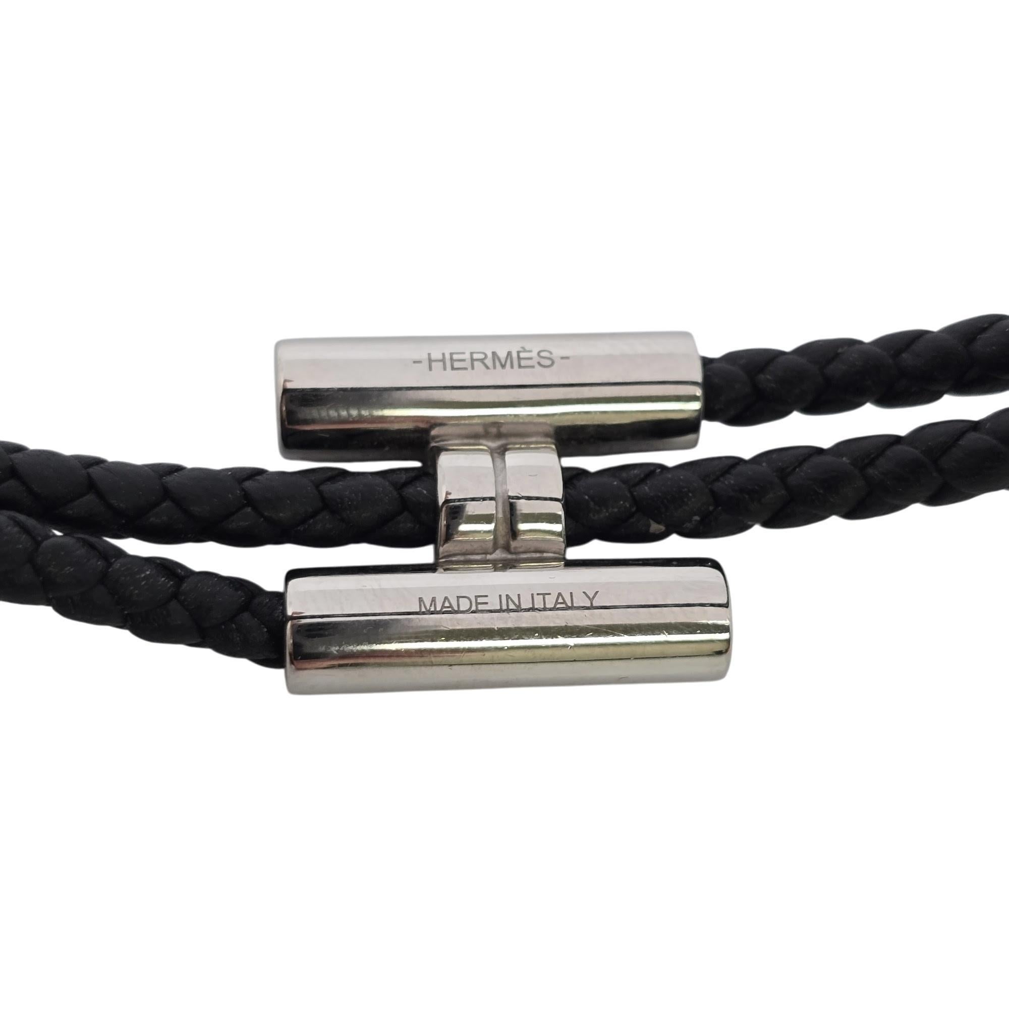 Hermes Tournis Tresse Black Noir Calfskin Bracelet with Pouch and Box #20419 2