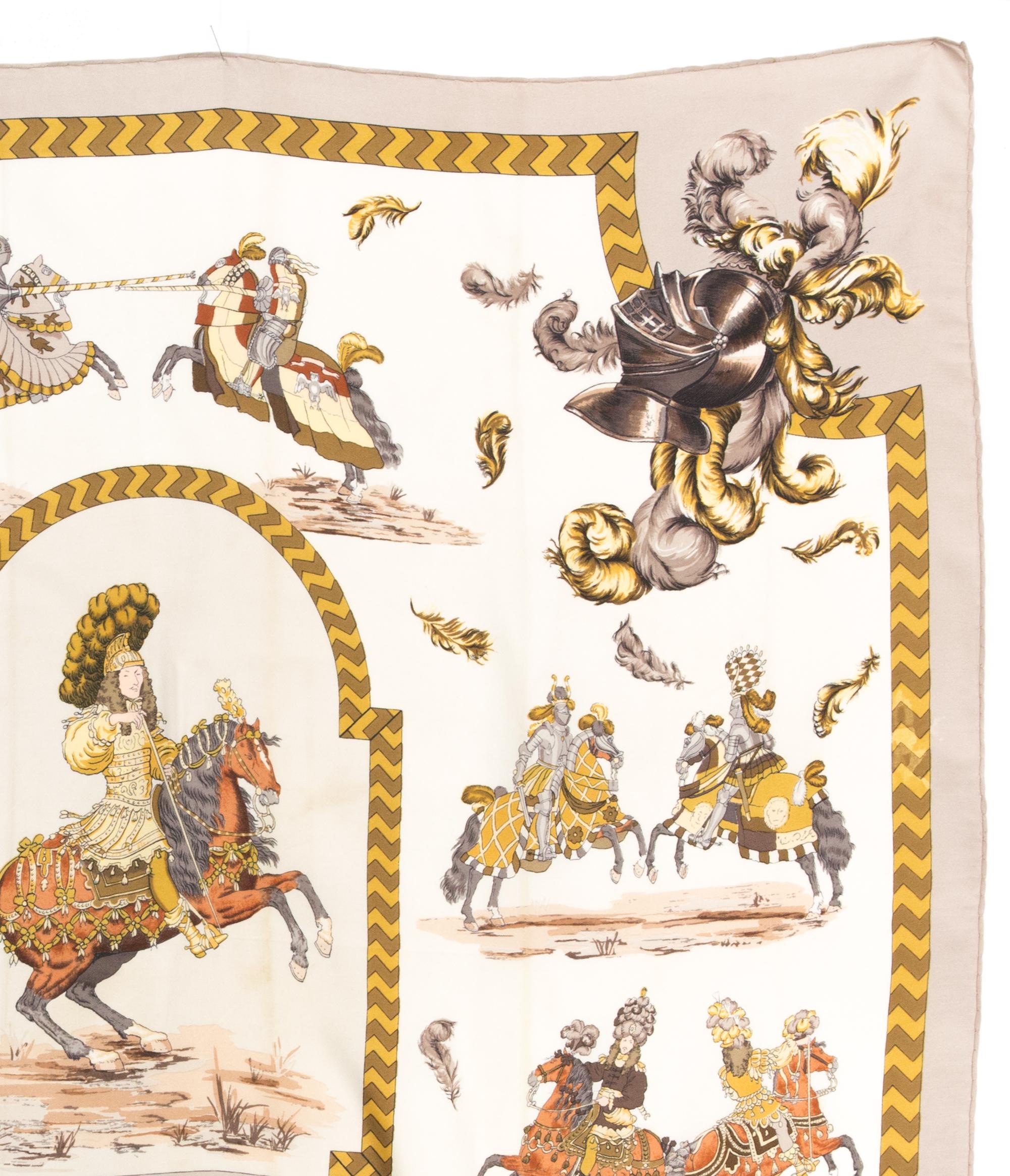 Pañuelo de seda Hermes Tournois et Carrousels by Philippe Ledoux en Bueno estado para la venta en Paris, FR