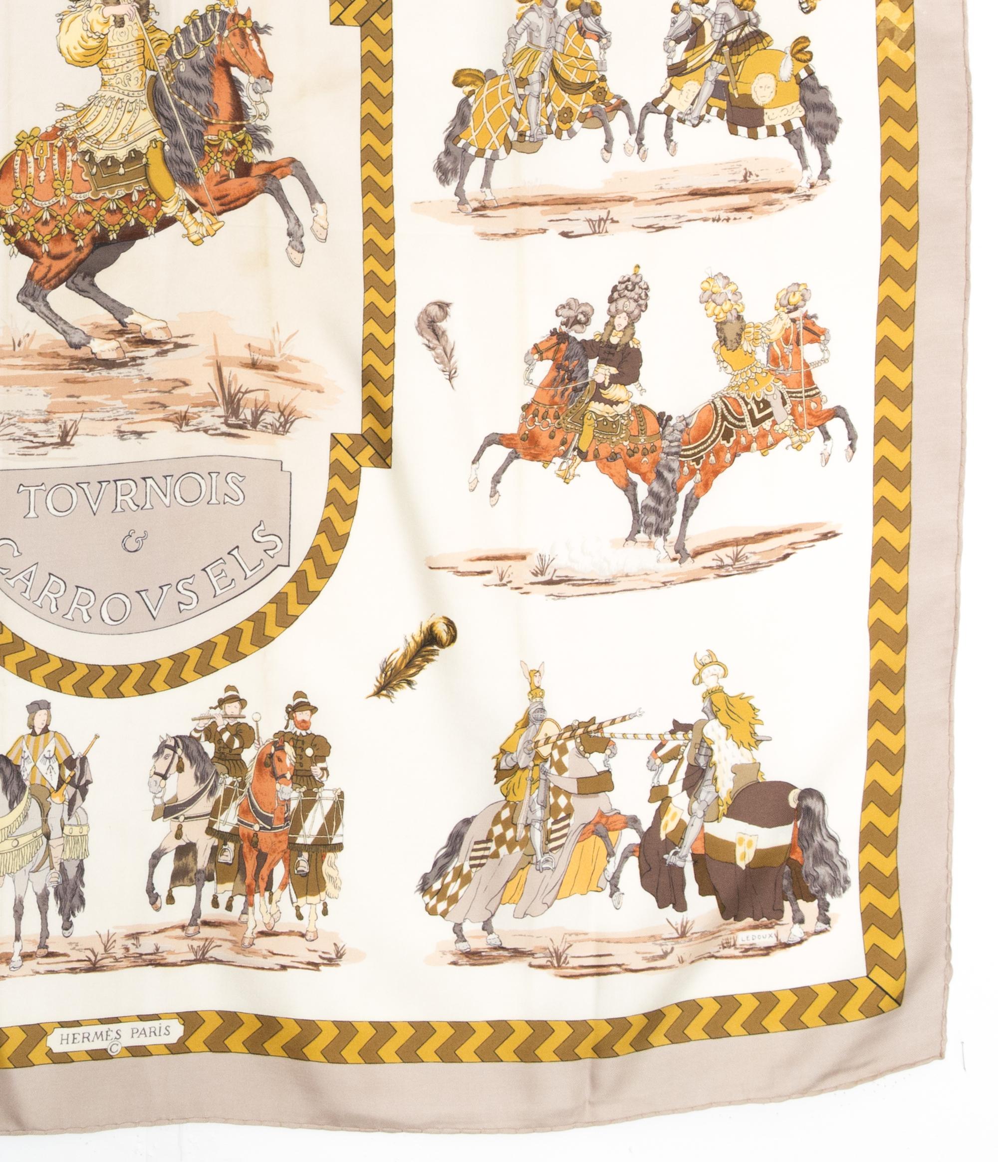 Femenino o masculino Pañuelo de seda Hermes Tournois et Carrousels by Philippe Ledoux en venta