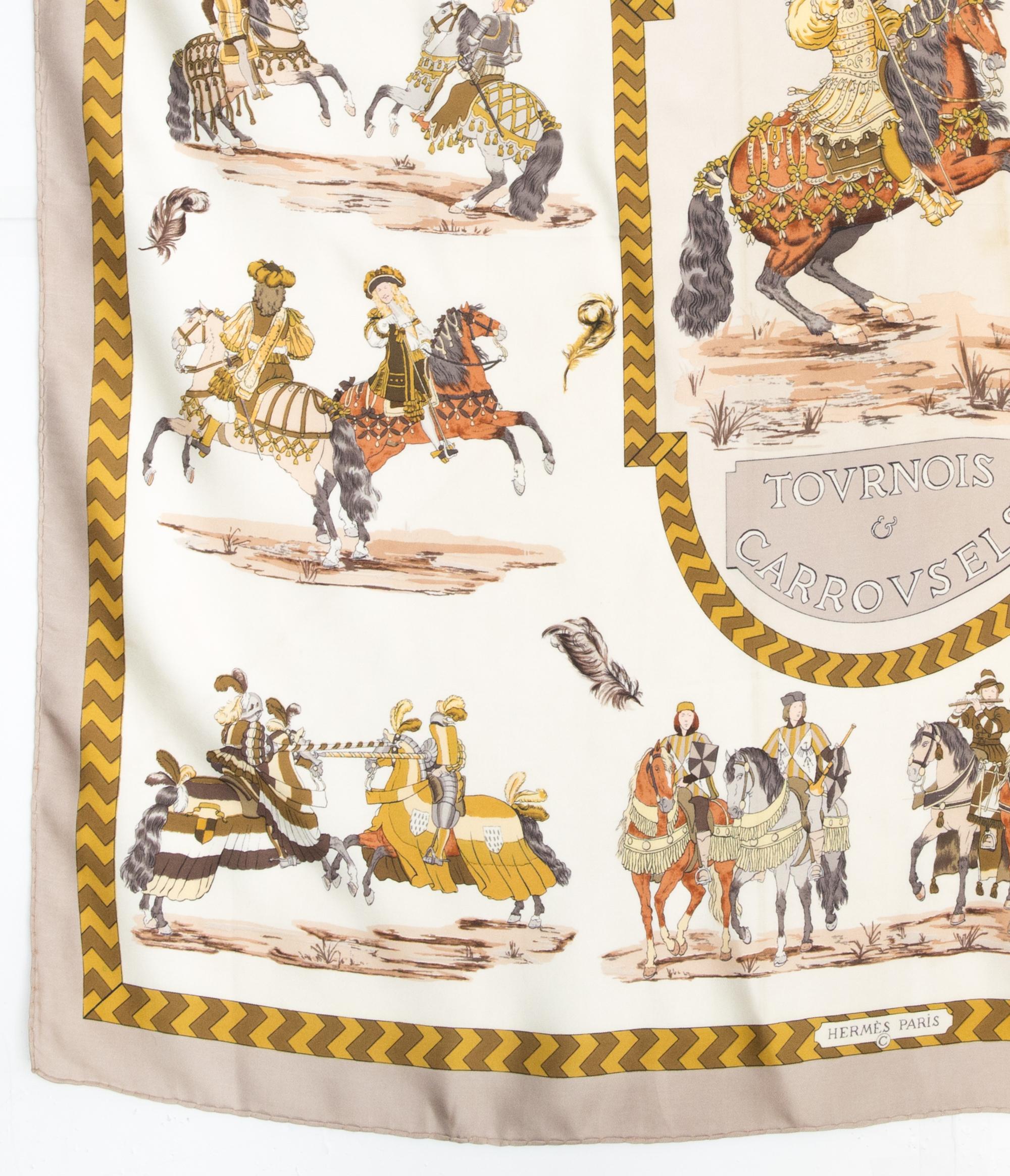 Pañuelo de seda Hermes Tournois et Carrousels by Philippe Ledoux en venta 1