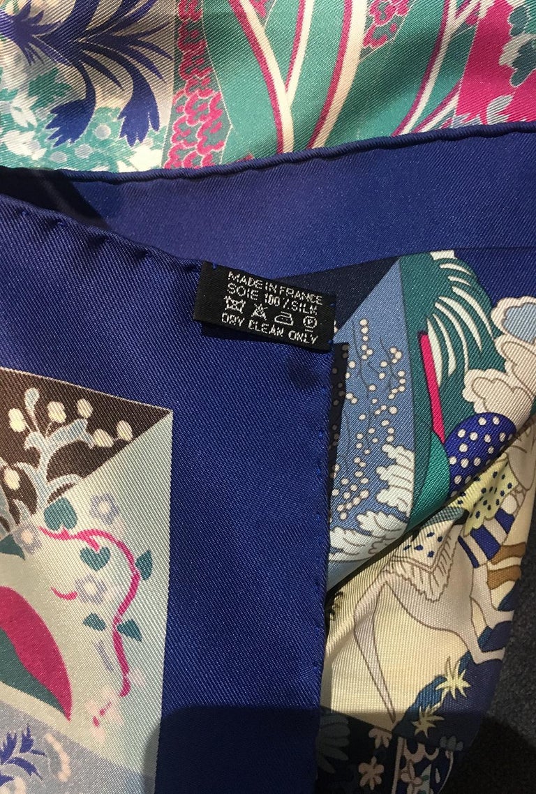 Hermes Tout En Quilt Silk Scarf in Navy For Sale at 1stDibs