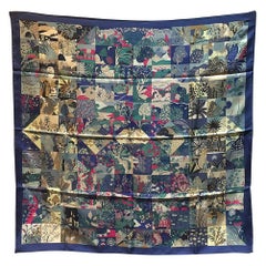 Hermes Tout En Quilt Silk Scarf in Navy