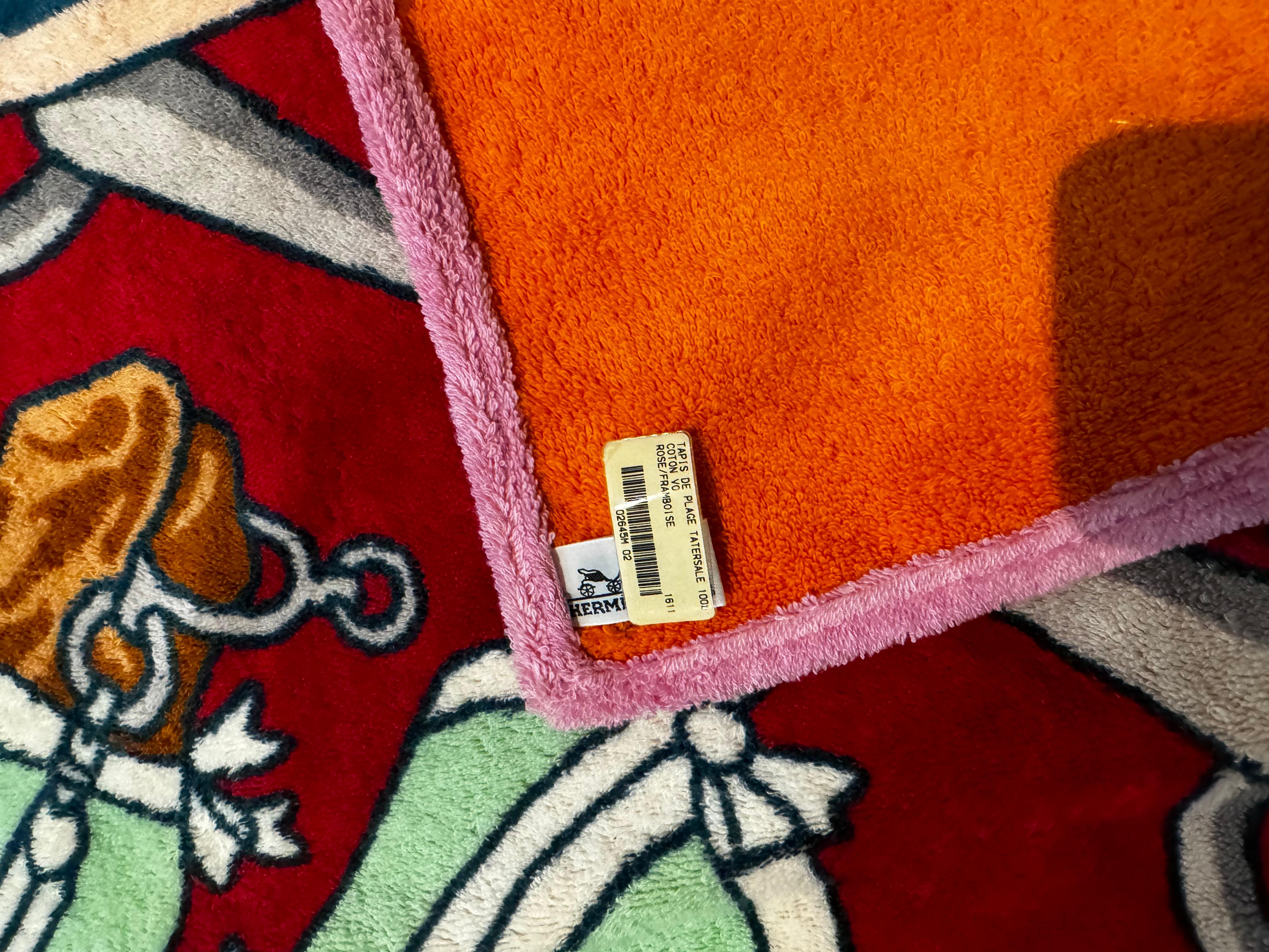 Hermes towel cotton pink In New Condition For Sale In London, England