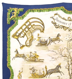 Hermes Traineaux et Glissades by F de la Perriere Silk Scarf
