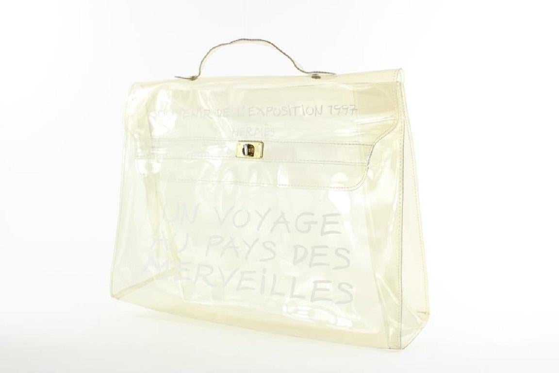 White Hermès Translucent SOUVENIR DE L'EXPOSITION 1997 Clear Kelly 5HER1210