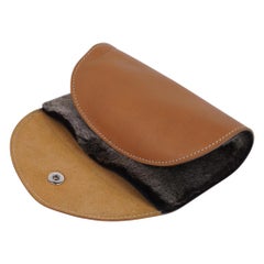 Hermès Reise Schuh Shine Glove Gold Swift Leder / Pelz Selten Neu w/Kasten