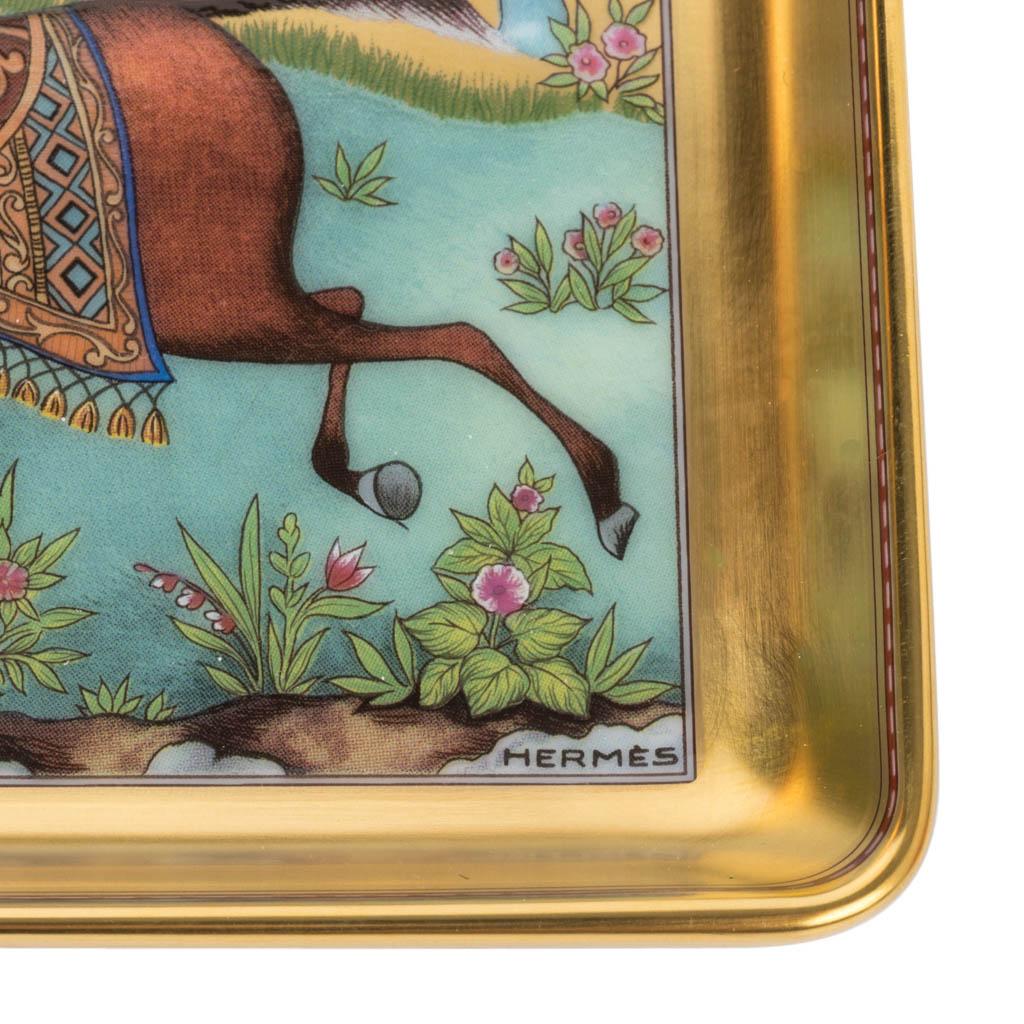 Brown Hermes Tray Cheval D'Orient Porcelain Small Model