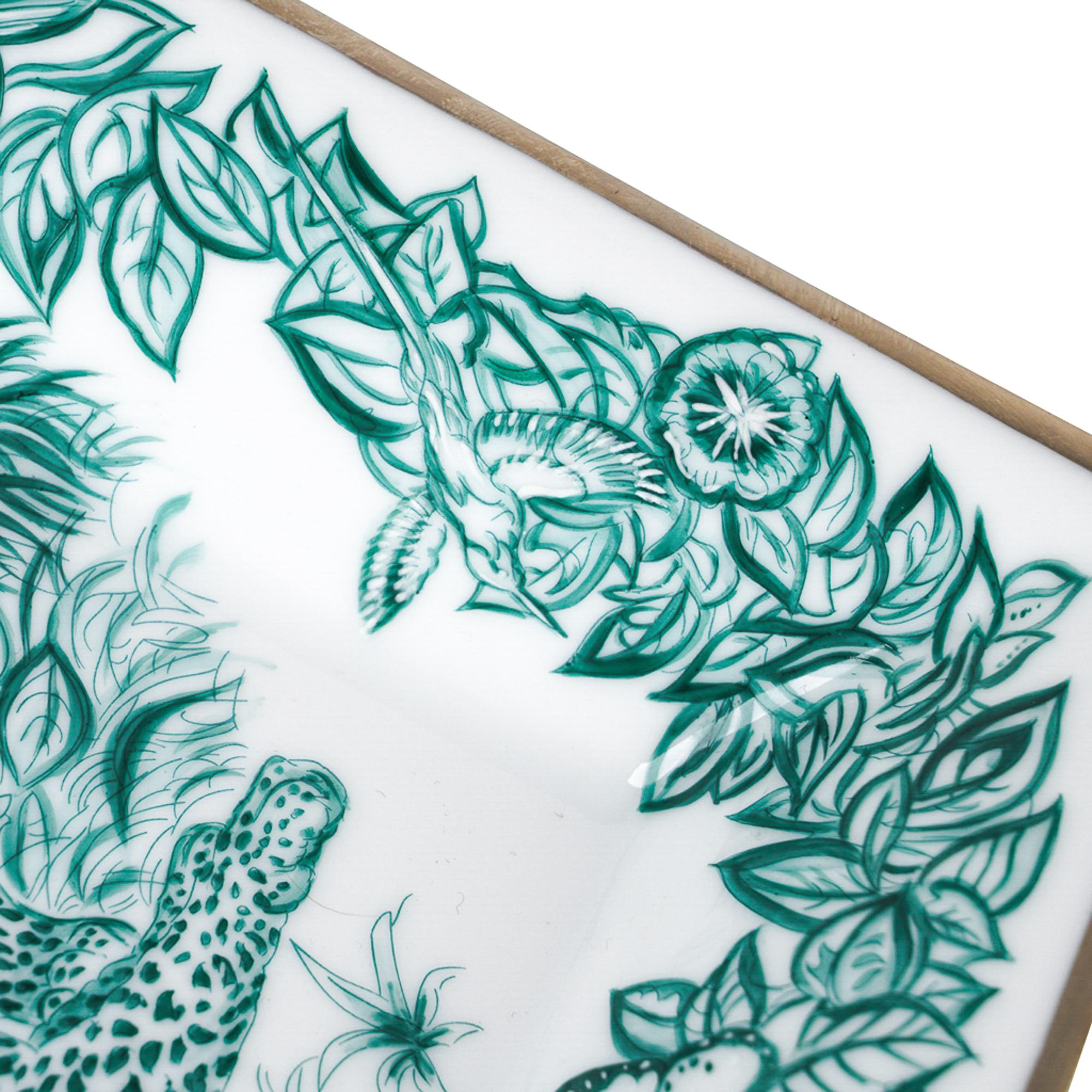 Hermes Tablett Dschungel Liebe Smaragd Limoges Porzellan Neu w / Box im Angebot 3
