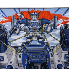 Hermes Tray Mega Chariot Bleu Cobalt / Acier Porcelain