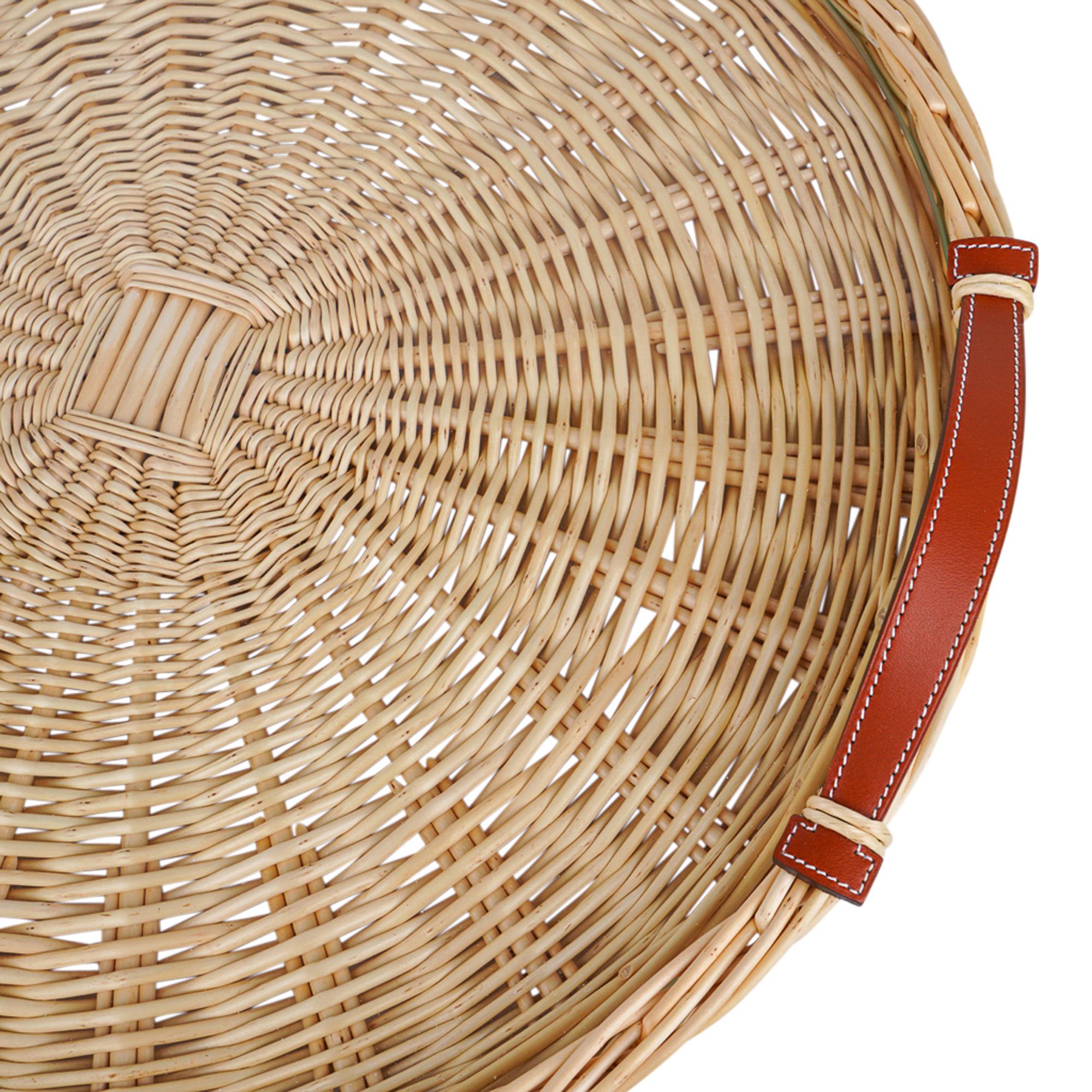 Hermes Tray Oseraie (Wicker) Round Large Model New w/Box 1