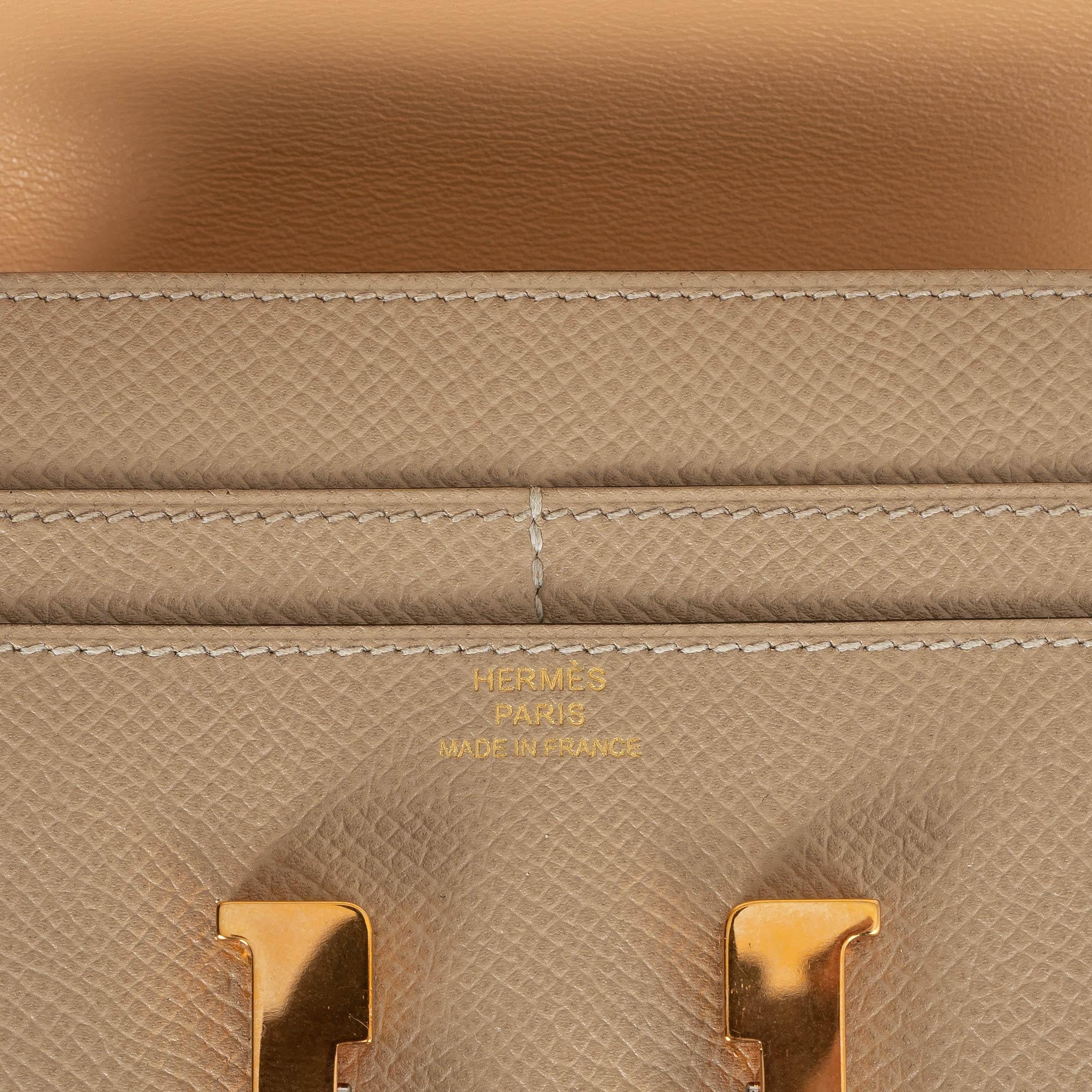 Donna HERMES Trench beige Epsom pelle CONSTANEC SHORT Portafoglio RGhw in vendita