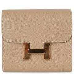 HERMES Trench beige Epsom leather CONSTANEC SHORT Wallet RGhw