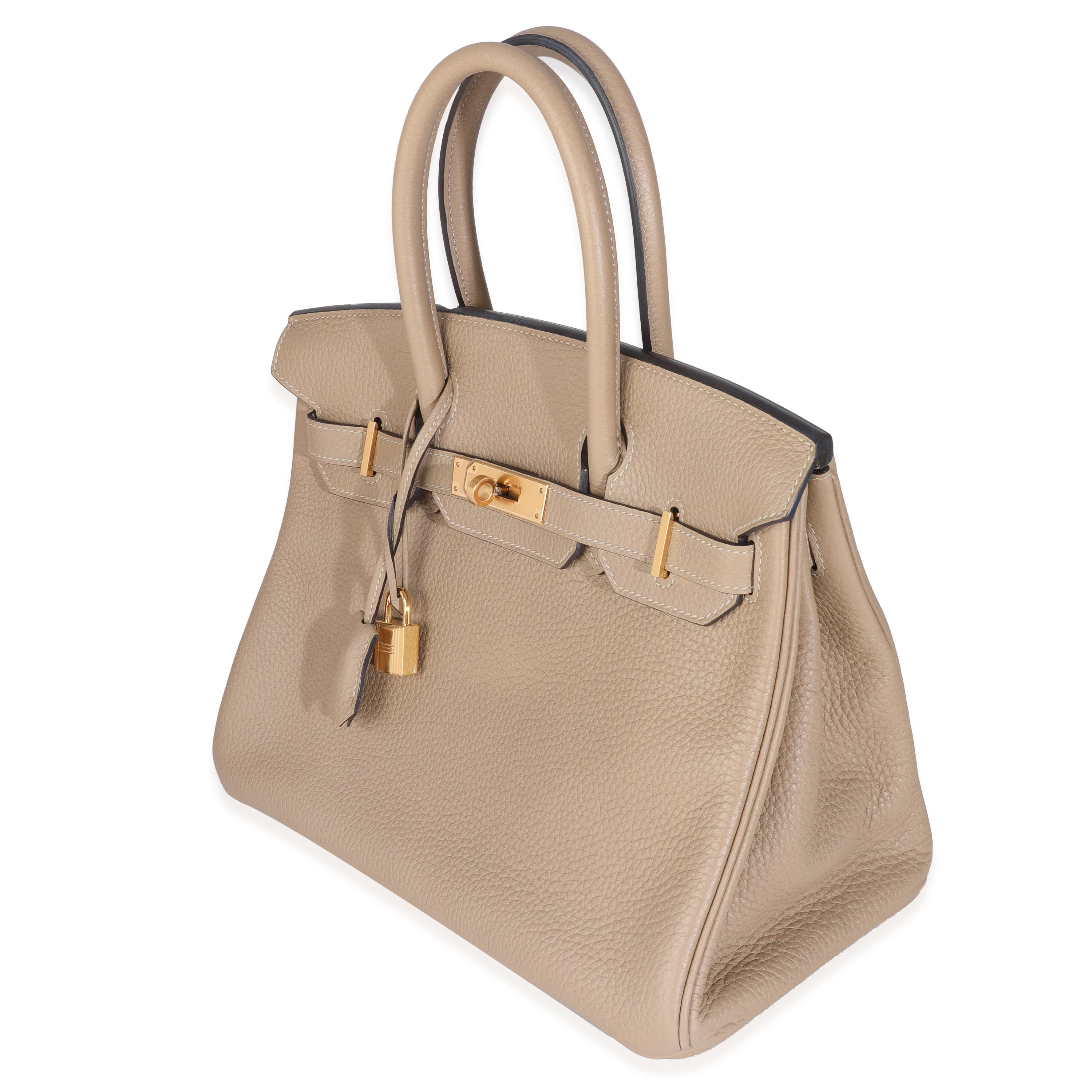 Hermès Trench Togo Birkin 30 PHW Beige en venta