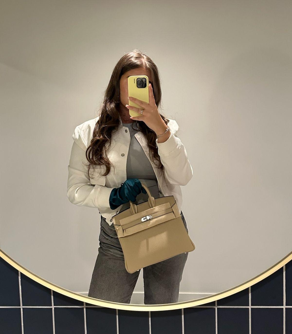 Marron Hermès Trench Togo Leather Birkin 25cm Retourne en vente