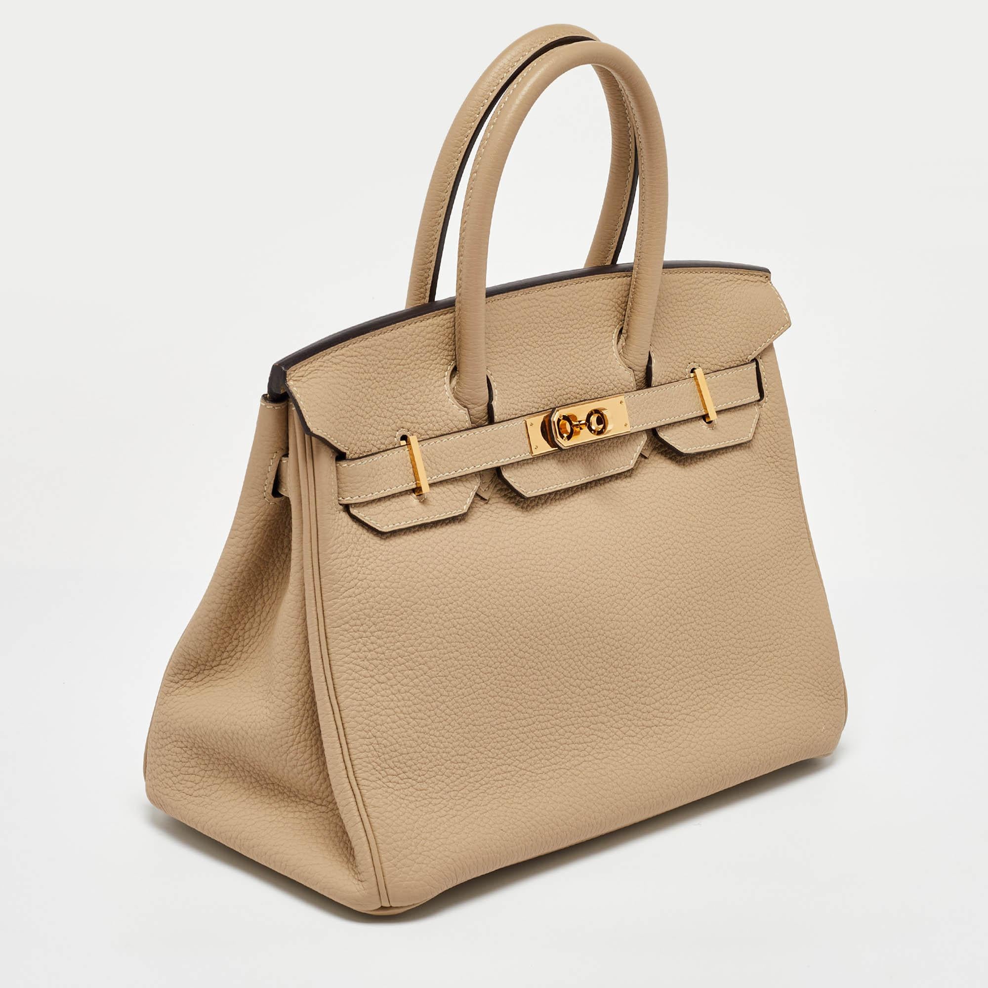 Hermes Trench Togo Pelle Finitura Oro Borsa Birkin 30 In condizioni buone in vendita a Dubai, Al Qouz 2