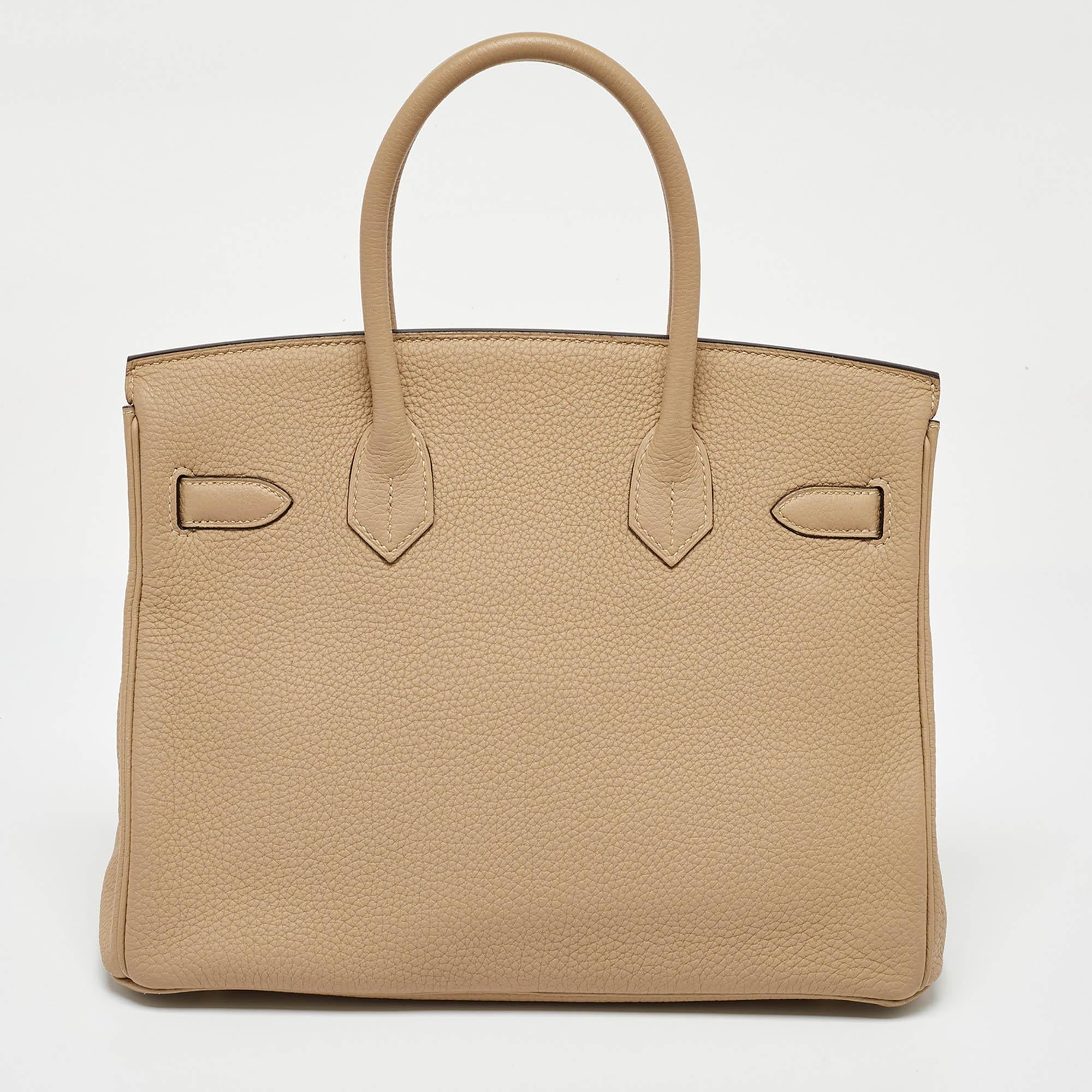 Donna Hermes Trench Togo Pelle Finitura Oro Borsa Birkin 30 in vendita