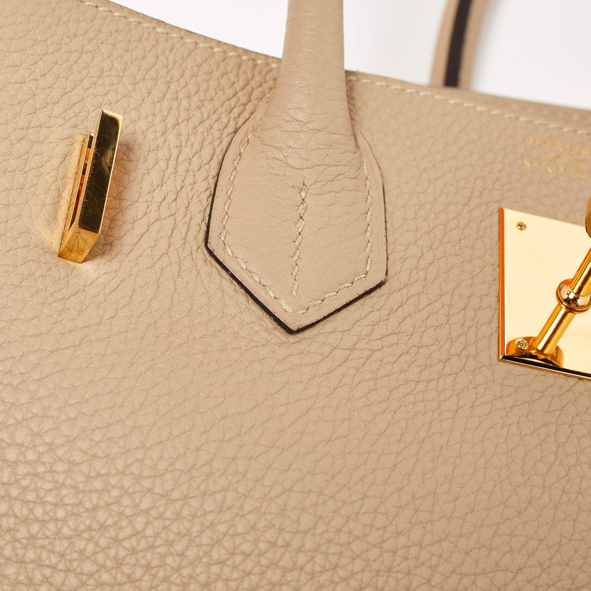 Hermes Trench Togo Pelle Finitura Oro Borsa Birkin 30 in vendita 2