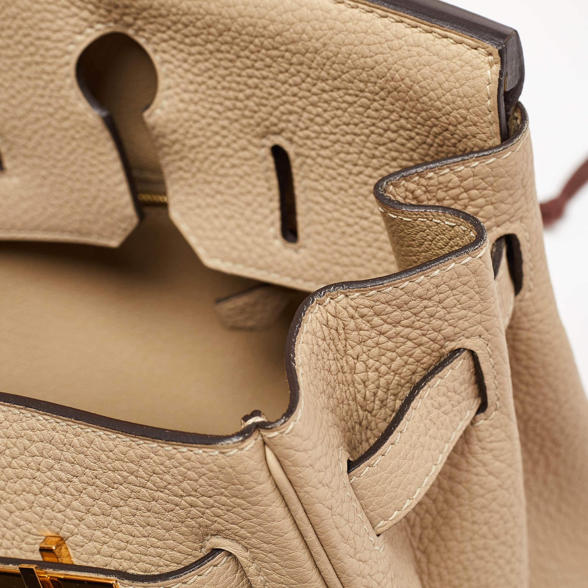 Hermes Trench Togo Pelle Finitura Oro Borsa Birkin 30 in vendita 5