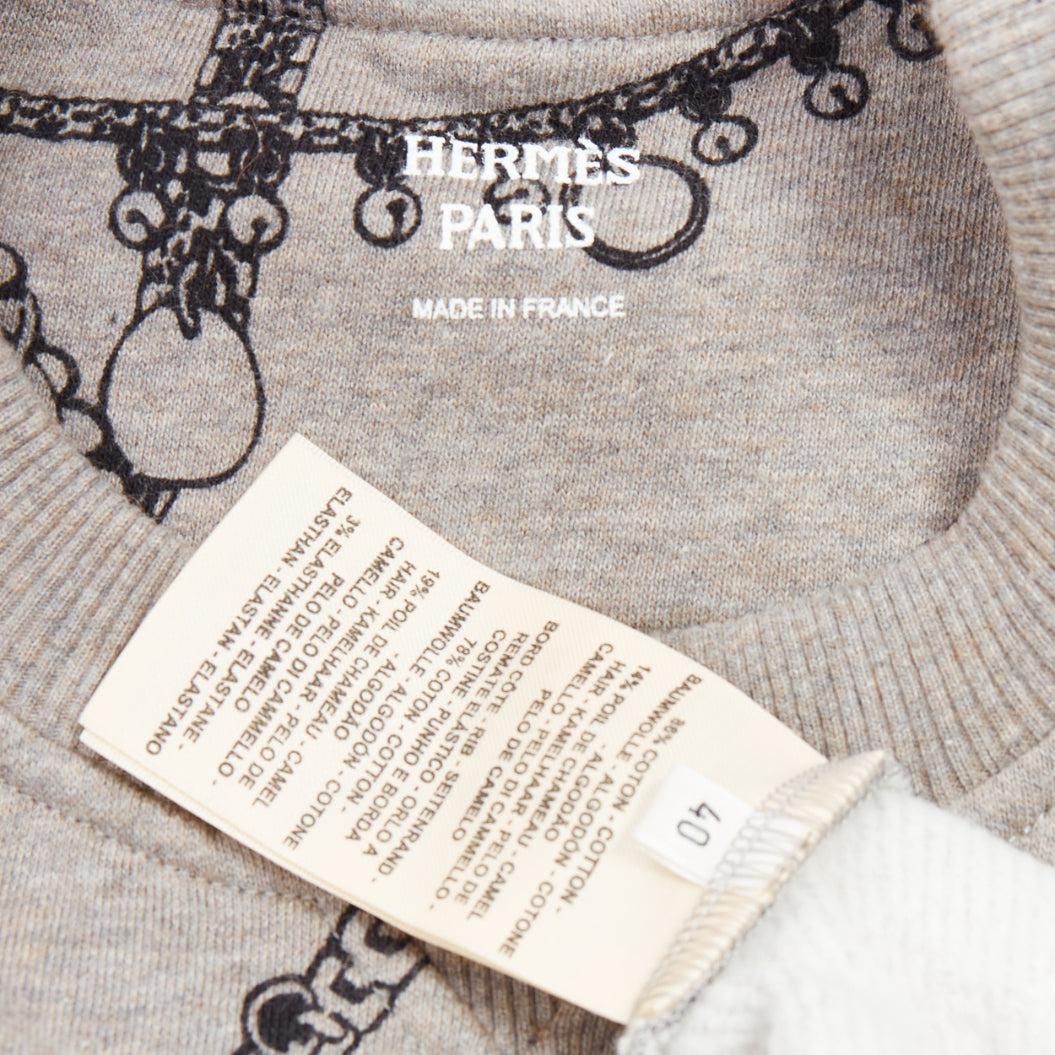 HERMES Tresor de Medor grey cotton camel fleece drawstring dress FR40 L For Sale 3