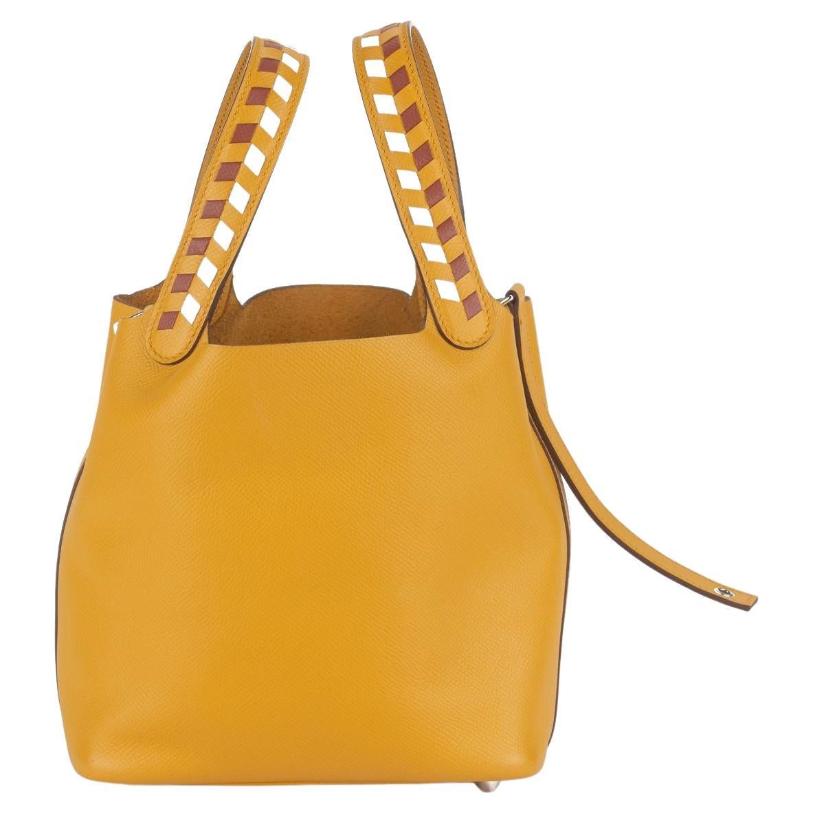 Hermès Tressage en cuir Picotin jaune