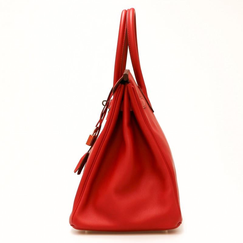Hermes Tressage Red Birkin 35 Swift Leather For Sale 9