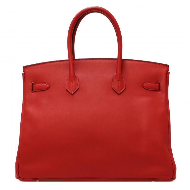 Hermes Tressage Red Birkin 35 Swift Leather In Excellent Condition For Sale In Paris, FR