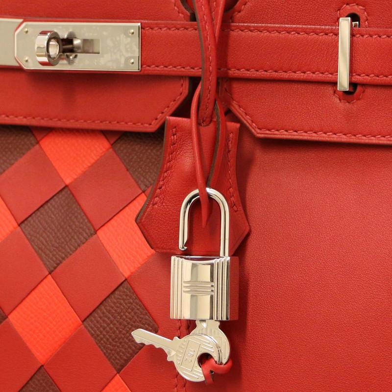 Hermes Tressage Red Birkin 35 Swift Leather For Sale 1