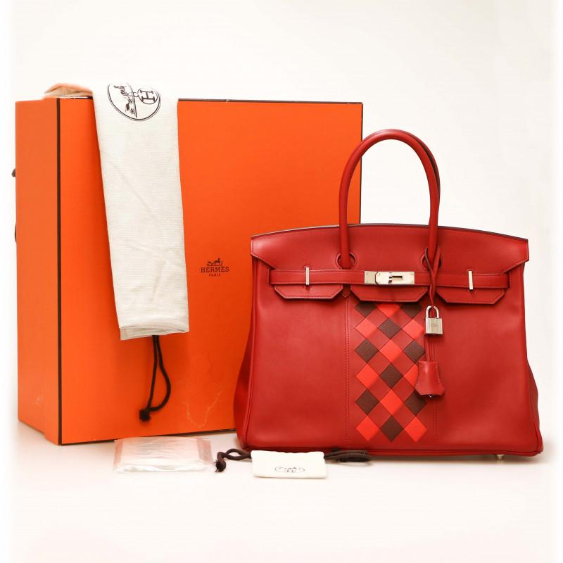Hermes Tressage Red Birkin 35 Swift Leather For Sale 3