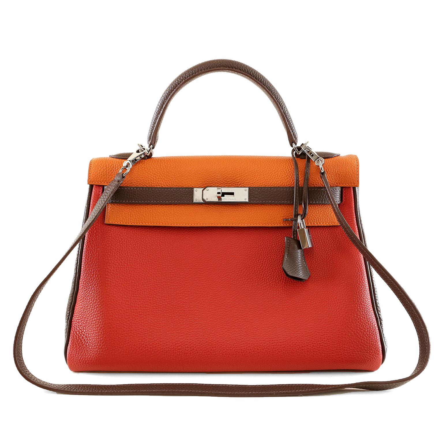 Hermès Tri Color Togo Leather 32 cm Kelly Bag - Limited Edition For ...