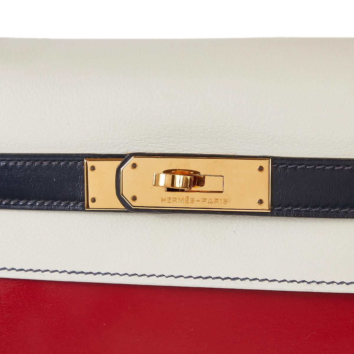 Sellier 32cm Kelly Tasche mit dreifarbiger Tri-Colour von Hermès 7