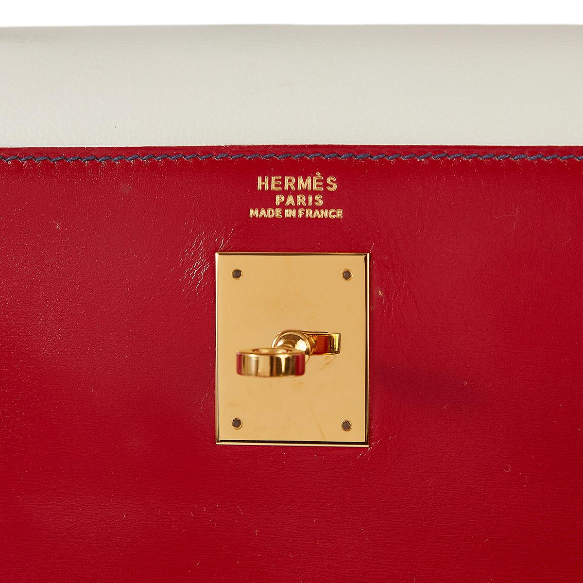 Sellier 32cm Kelly Tasche mit dreifarbiger Tri-Colour von Hermès 9