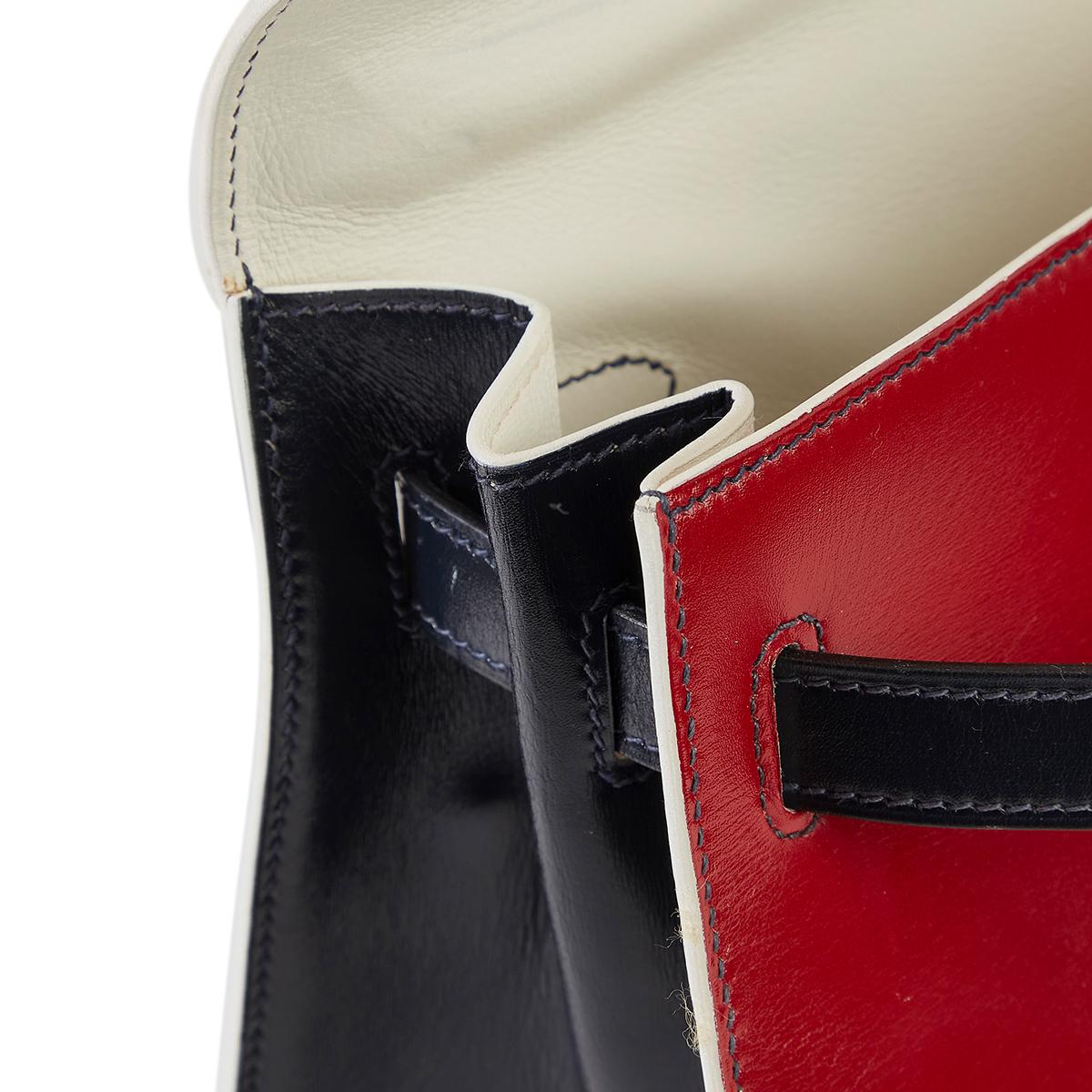 Sellier 32cm Kelly Tasche mit dreifarbiger Tri-Colour von Hermès 10