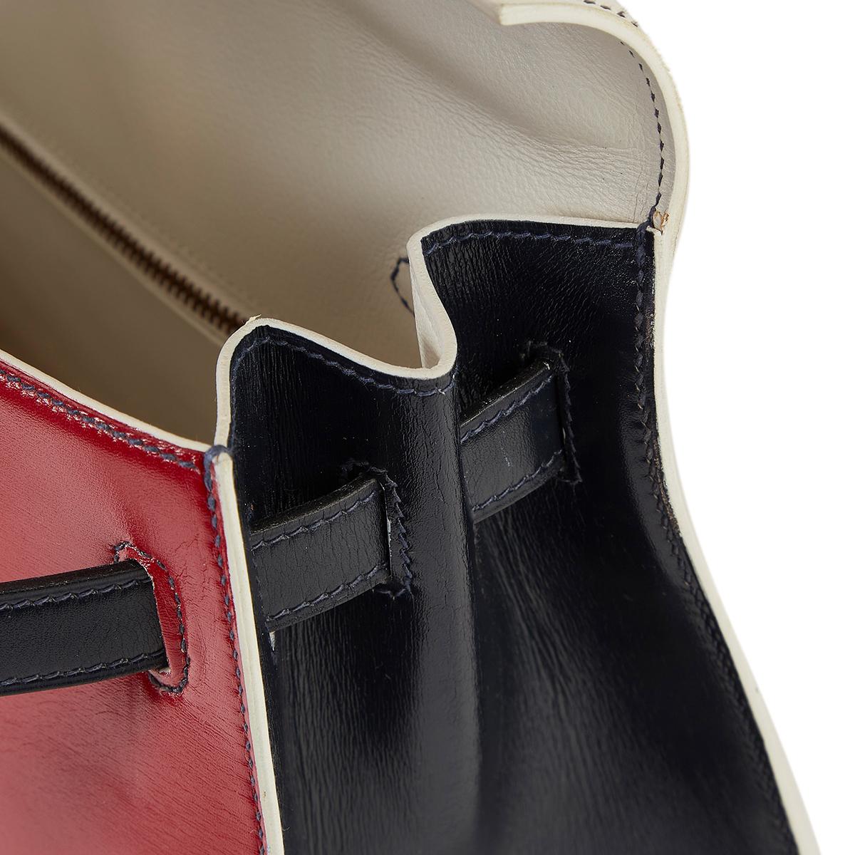 Sellier 32cm Kelly Tasche mit dreifarbiger Tri-Colour von Hermès 12