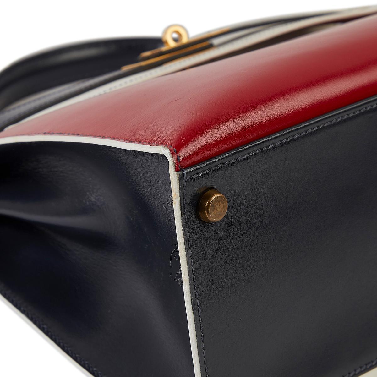 Sellier 32cm Kelly Tasche mit dreifarbiger Tri-Colour von Hermès 3
