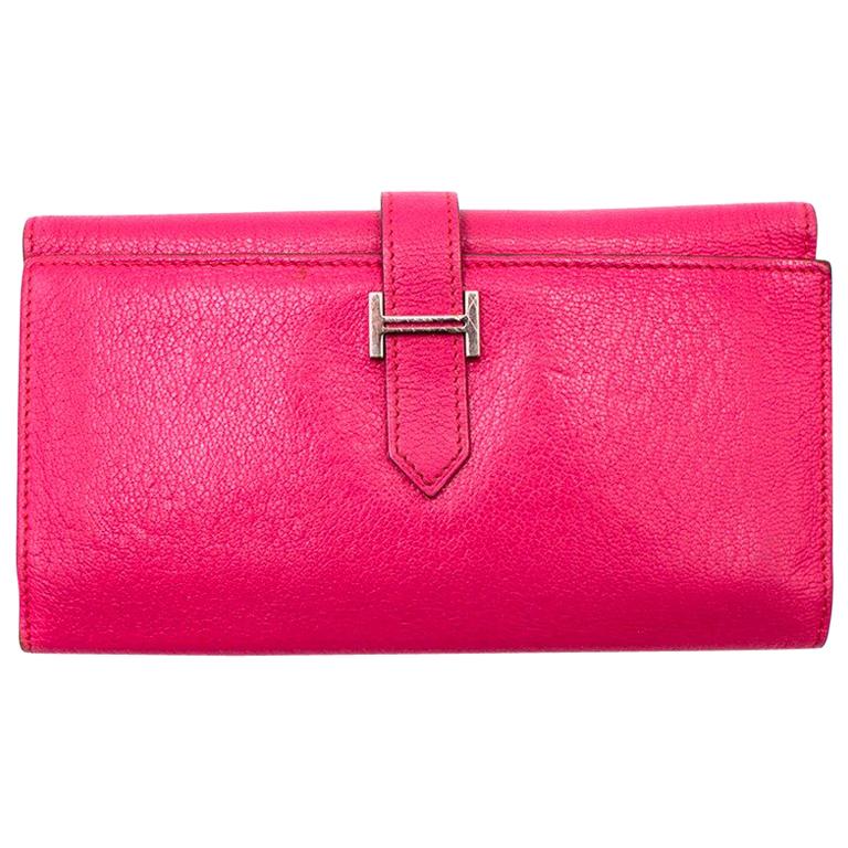 Hermes Tri-fold Pink Bearn Wallet For Sale