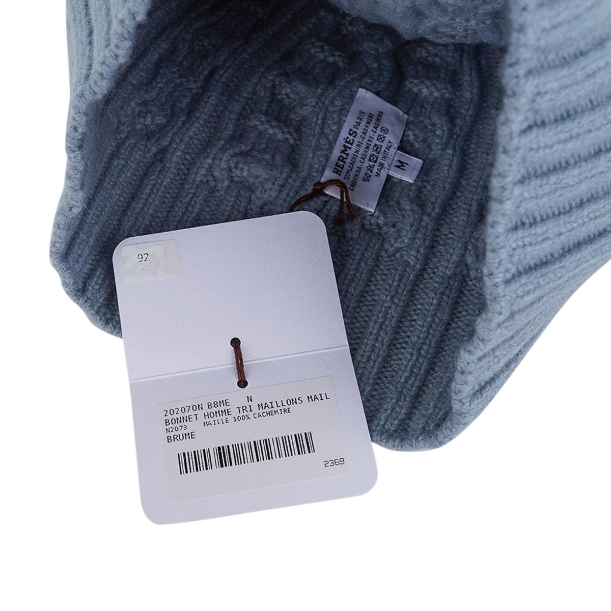 Gray Hermes Tri Maillon Beanie Cap Brume Cashmere M