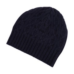 Hermes Tri Maillon Beanie Cap Marine Cashmere M