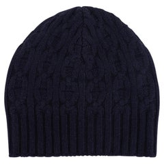 Hermes Tri Maillon Beanie Cap Marine Cashmere M